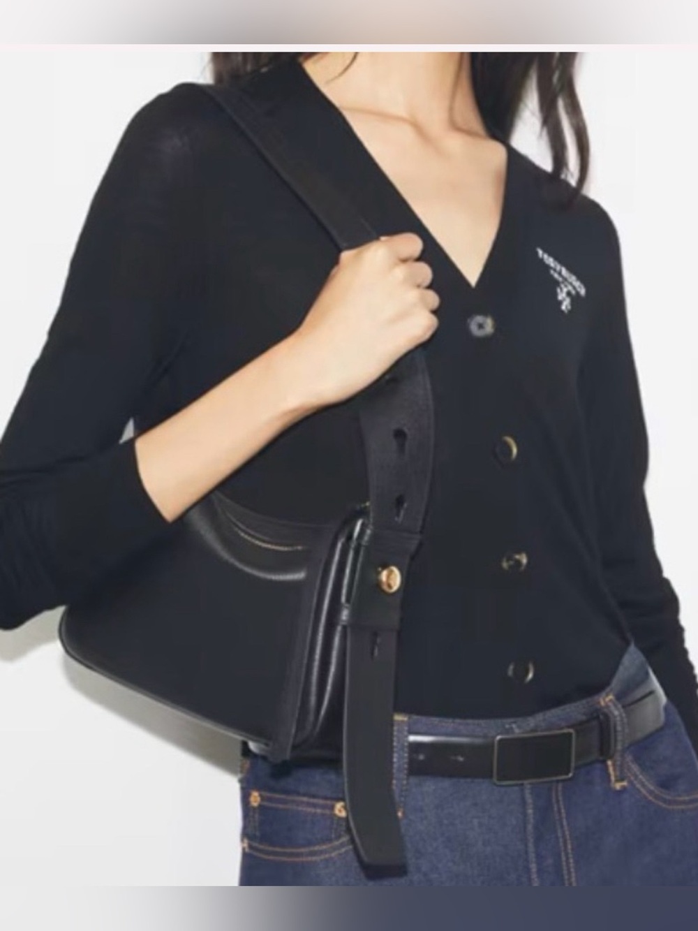 Tory Burch Small Romy Black Leather Shoulder Bag